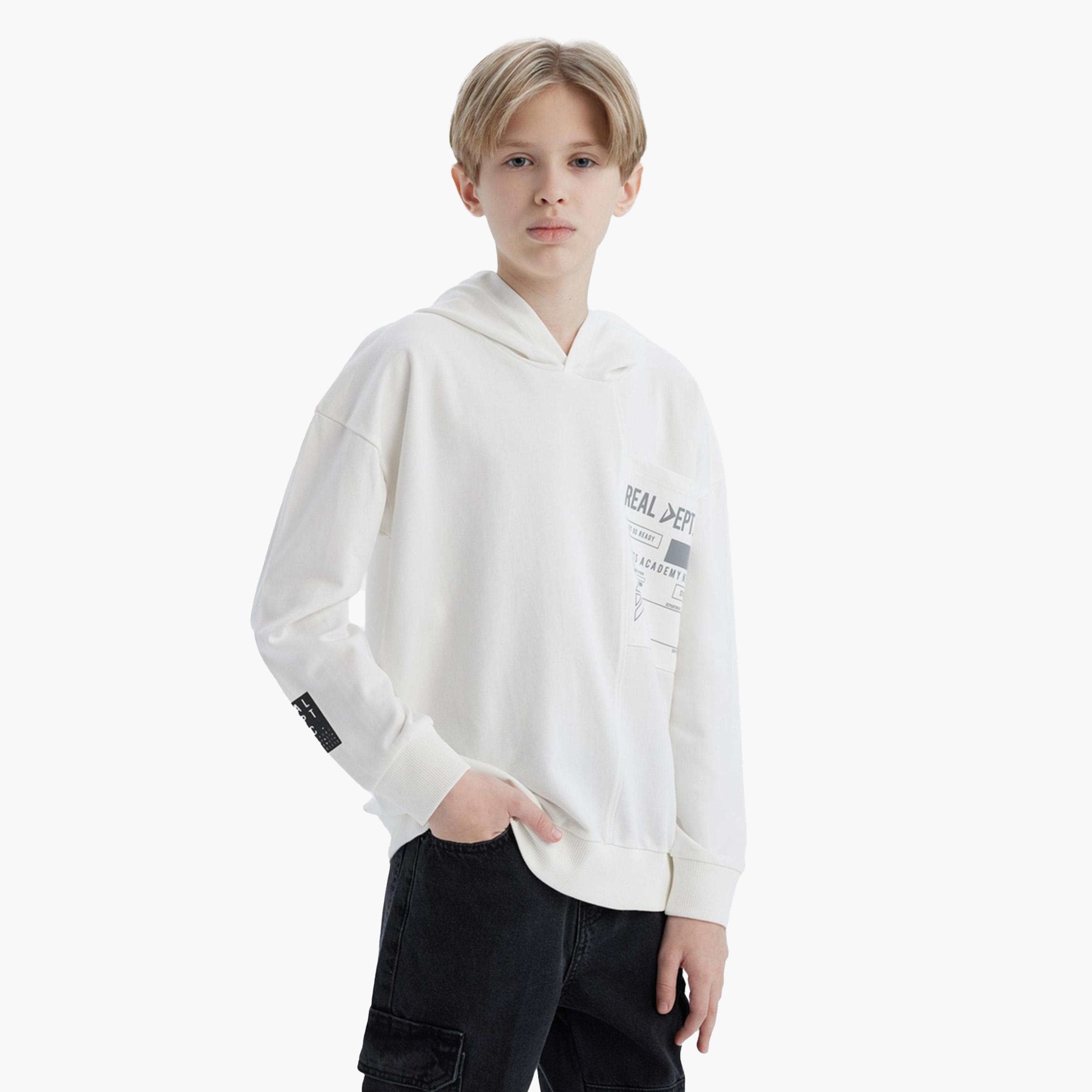 ديفاكتو × ستايلي-  هودي مطبوع للأطفال باللون الأبيض العاجي-boys-clothing-winterwear-sweatshirts-image-6