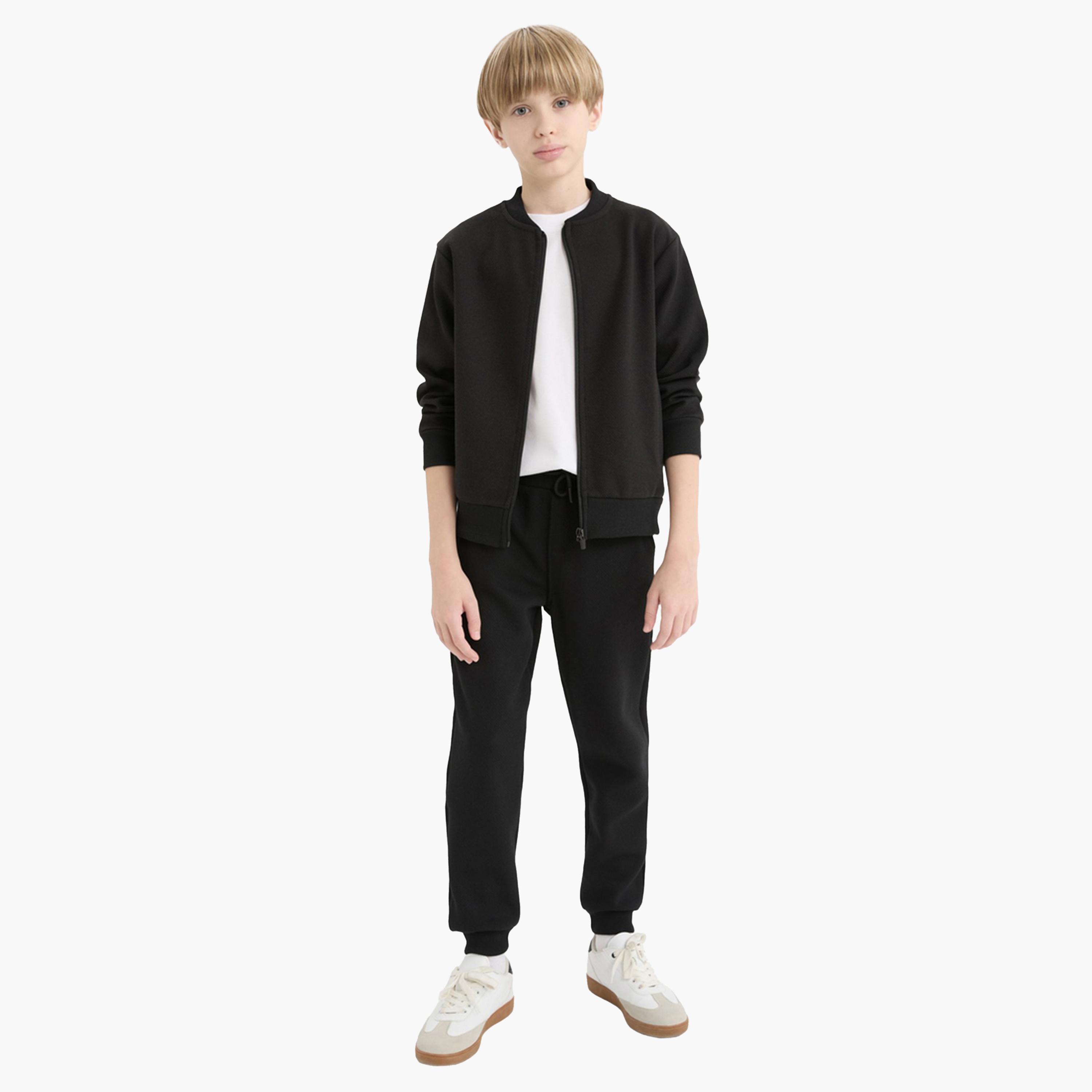 DeFacto X Styli Kids Black Ribbed Regular Fit Sweatpants-boys-clothing-bottoms-joggersandtrackpants-image-3