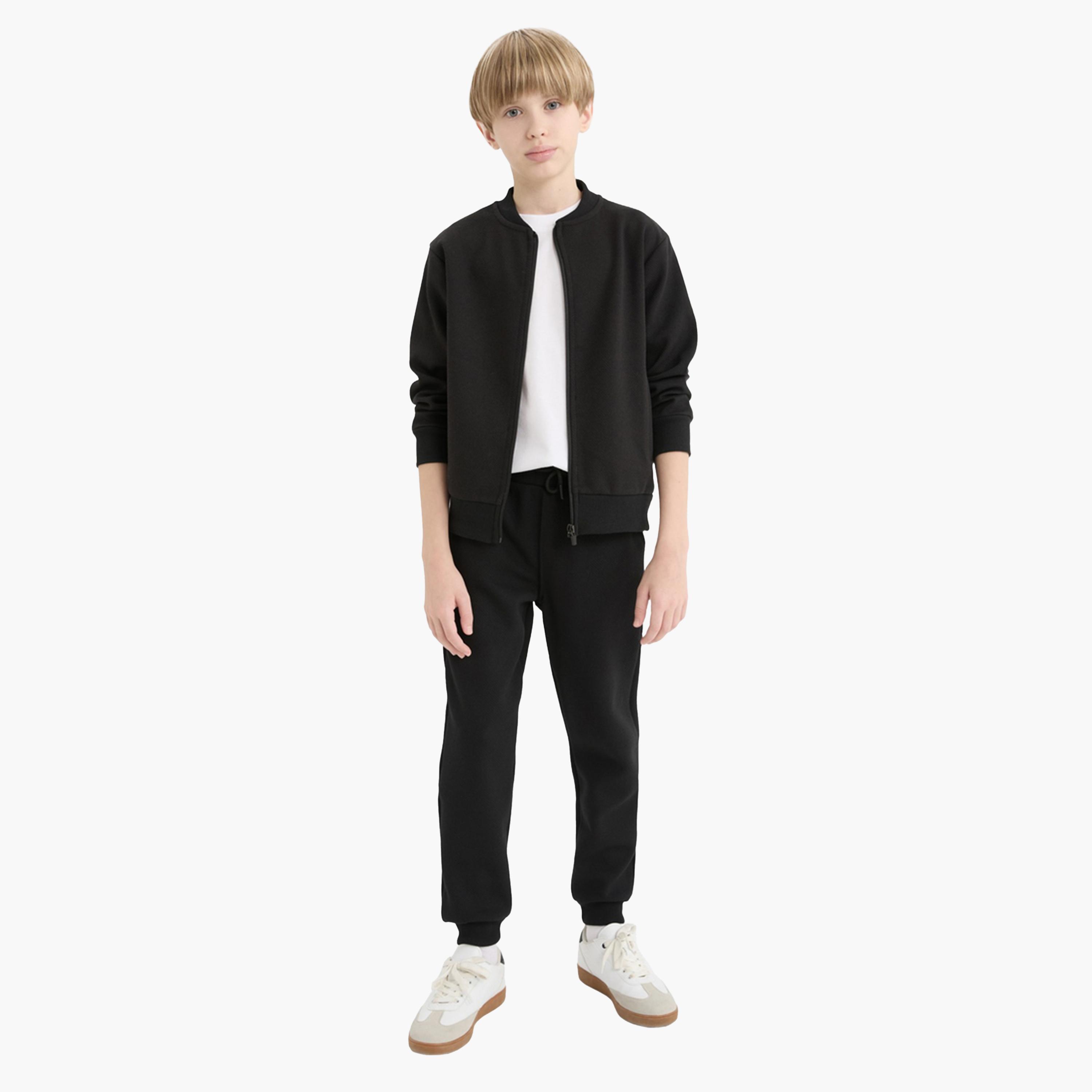 DeFacto X Styli Kids Black Ribbed Regular Fit Sweatpants-boys-clothing-bottoms-joggersandtrackpants-image-5