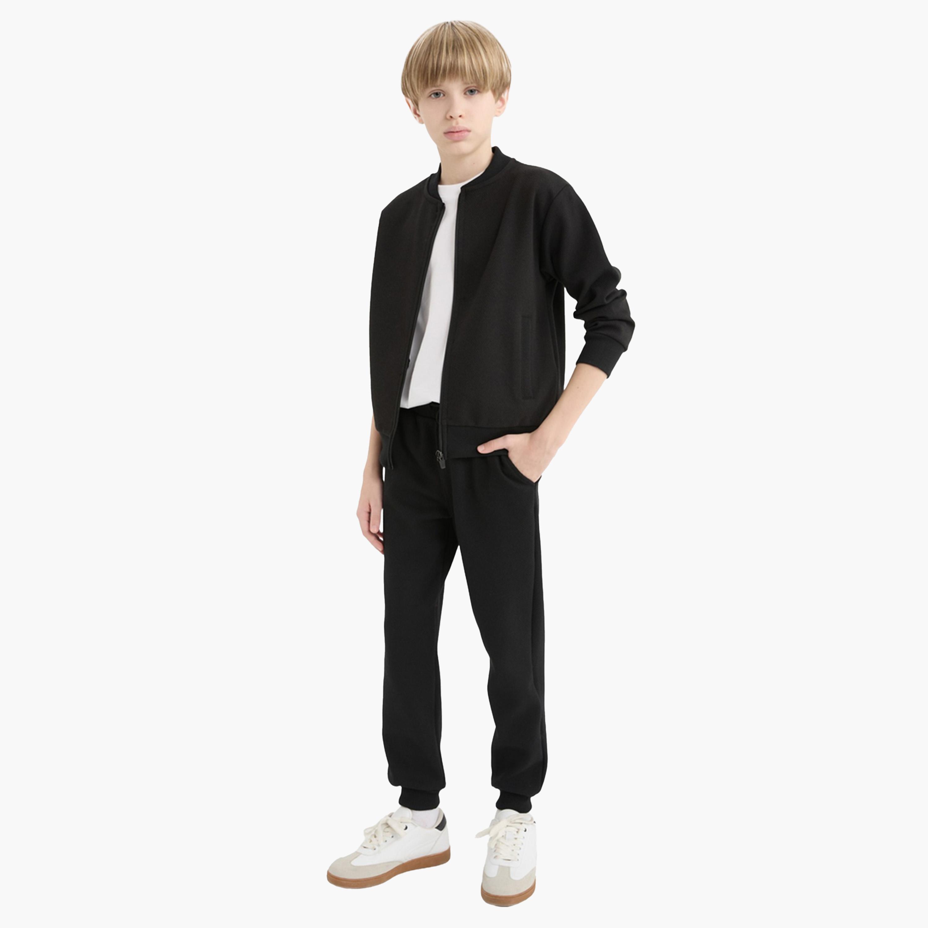 ديفاكتو × ستايلي-  بنطال رياضي أسود مضلع بقصة عادية للأطفال-boys-clothing-bottoms-joggersandtrackpants-image-6