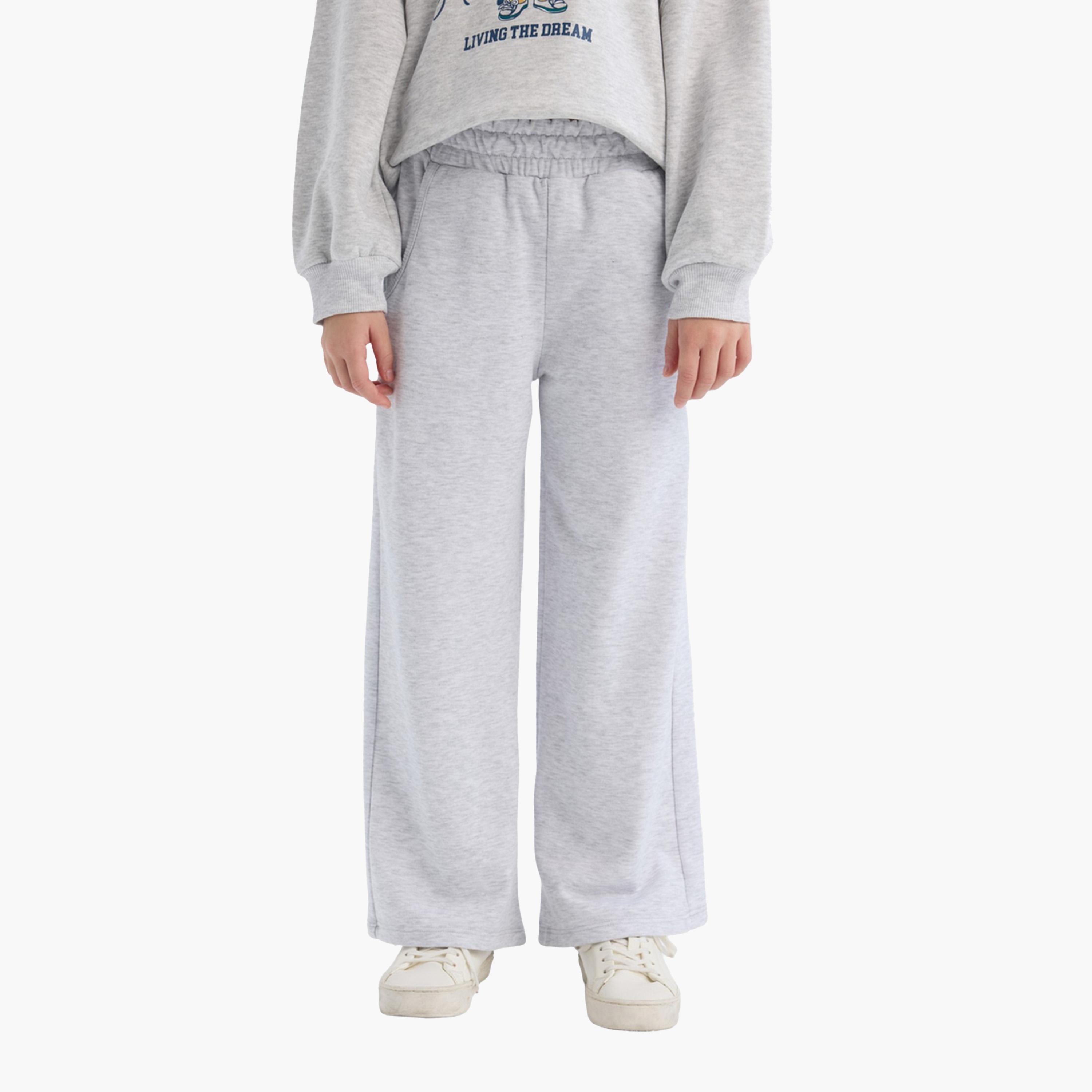 ديفاكتو × ستايلي-  بنطال رياضي رمادي واسع الساق للأطفال-girls-clothing-bottoms-trousers-image-1