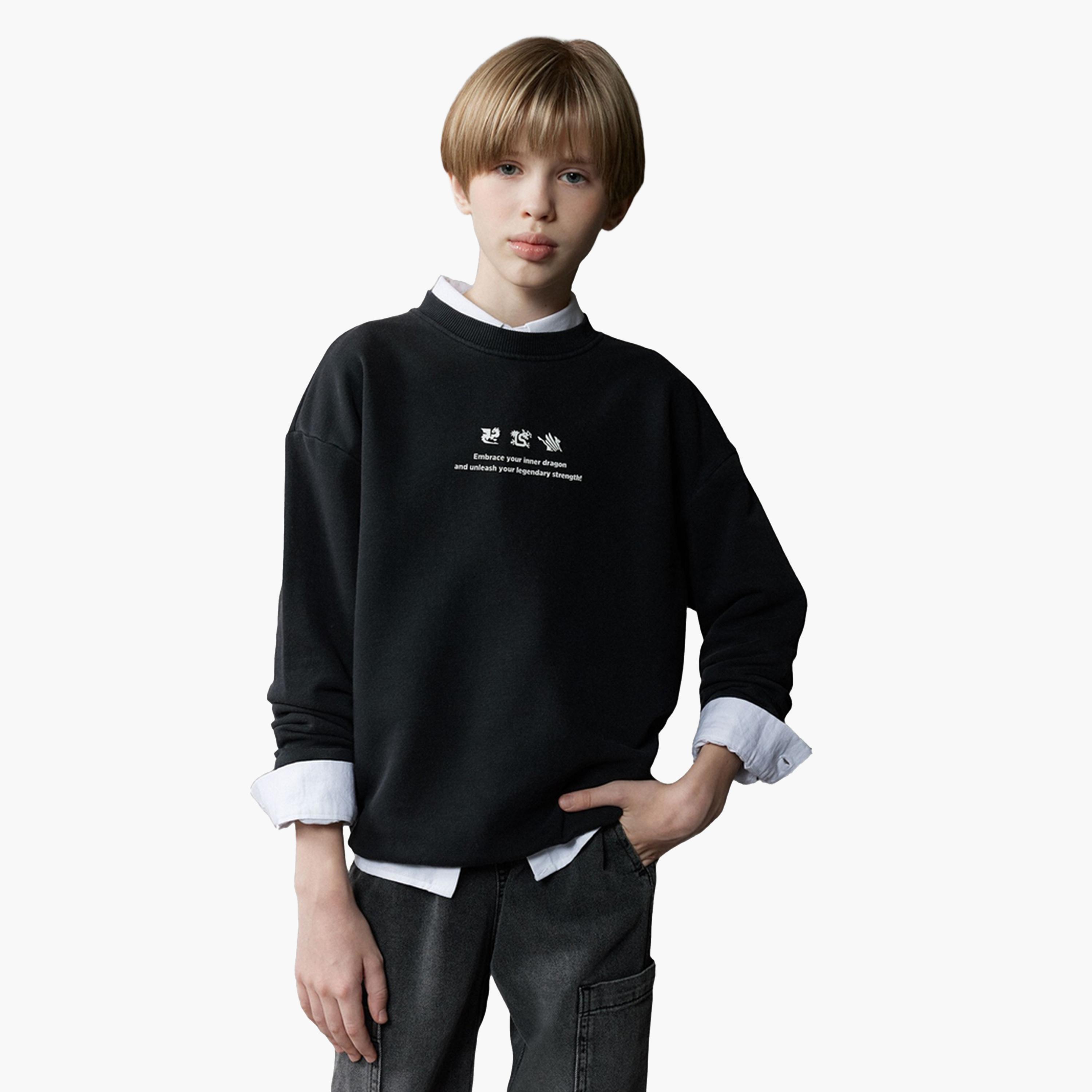 DeFacto X Styli Boy Oversize Fit Back Printed Washed Faded Effect Sweatshirt-boys-clothing-sweatshirts-image-5
