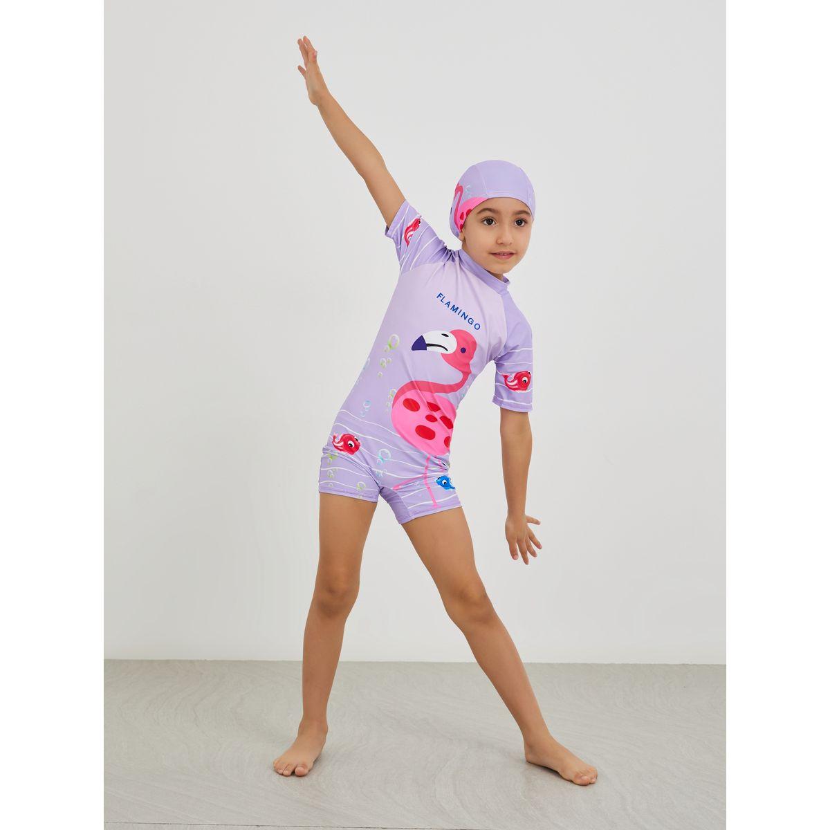 Styli Graphic Print Swimsuit with Cap-girls-clothing-swimwear-image-2