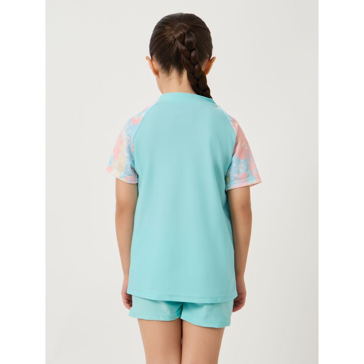 Styli Typography Print Short Sleeve Swimsuit with Cap-sports-gear-gym-image-5