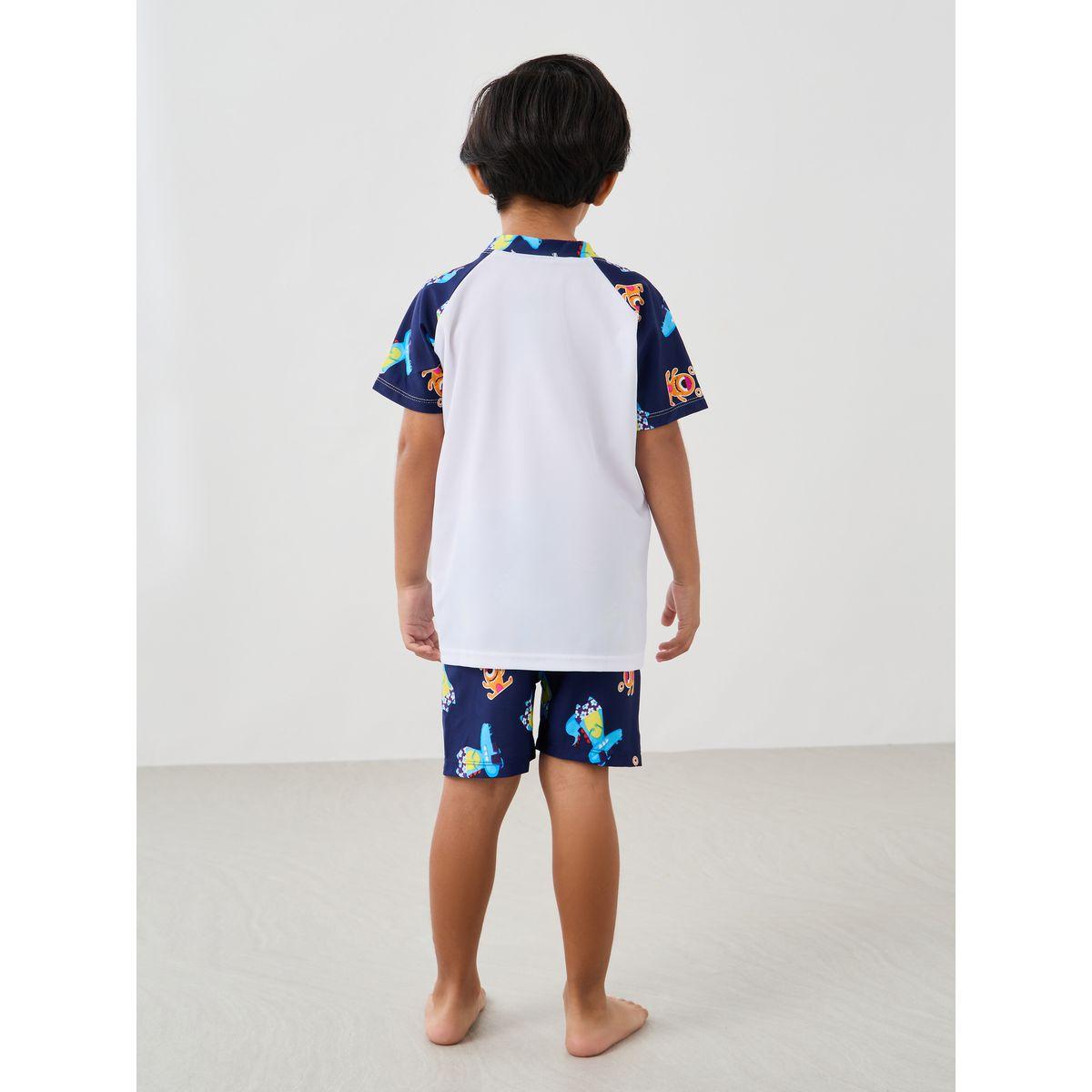 Styli Graphic Print Reglan Sleeve Swim T-Shirt with Shorts and Cap Set-boys-clothing-sportswear-sets-image-4