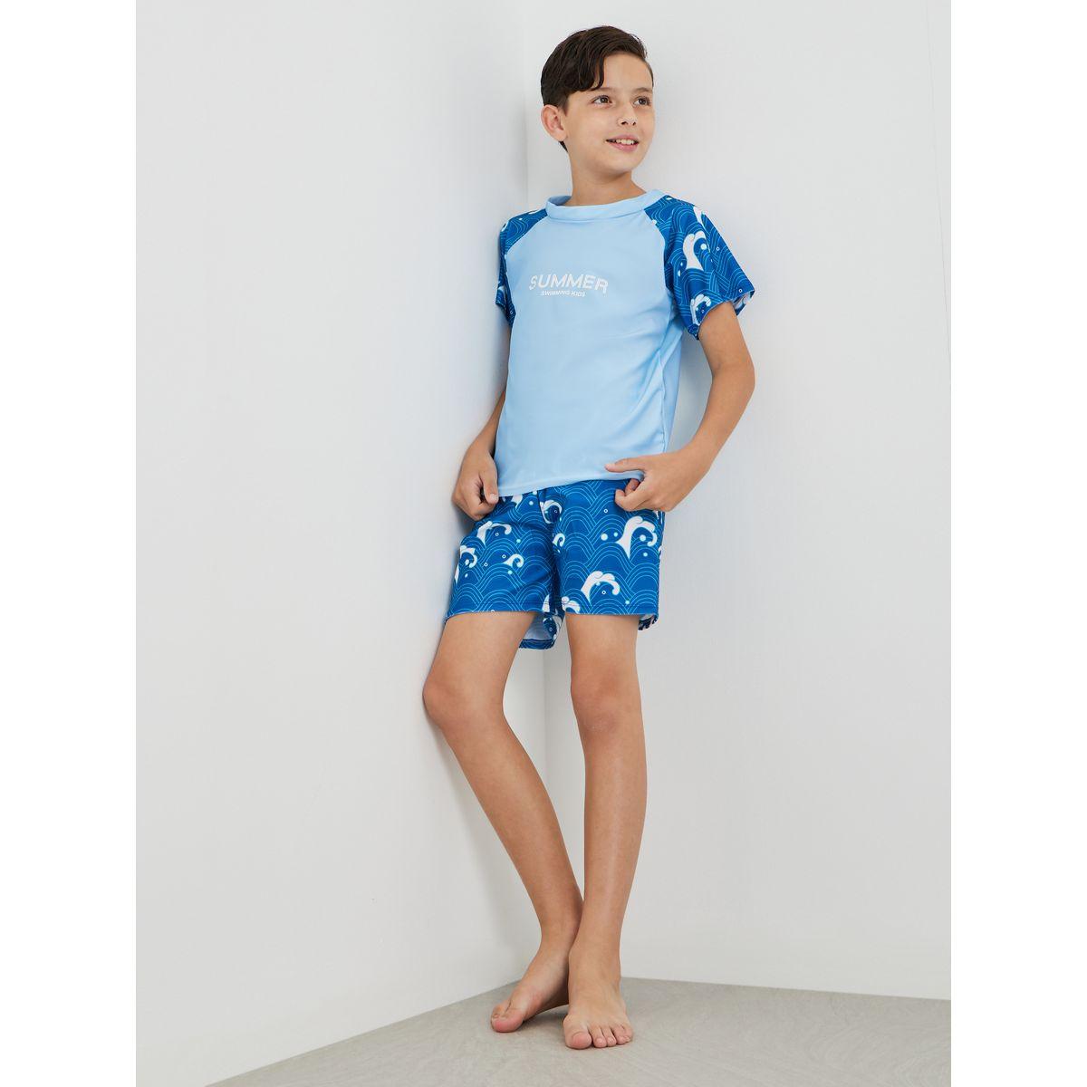 بدلة سباحة مع شورت وتيشيرت بأكمام ريجلان-boys-clothing-swimwear-image-1