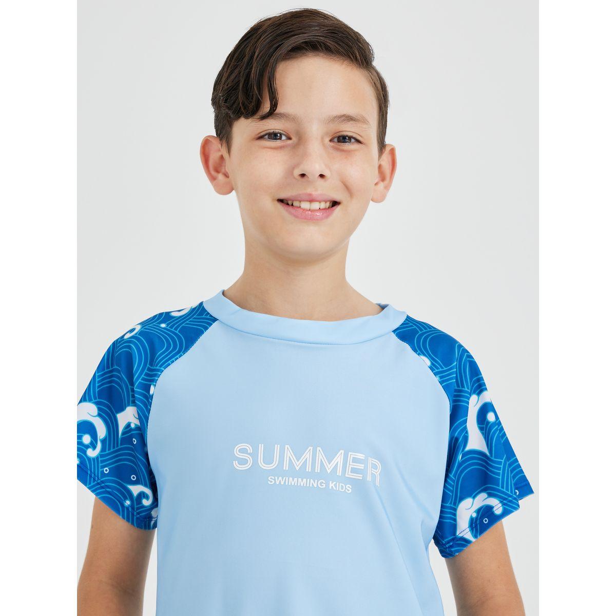 Styli Boys Printed Raglan Sleeve T-Shirt and Shorts Swimsuit-boys-clothing-swimwear-image-3