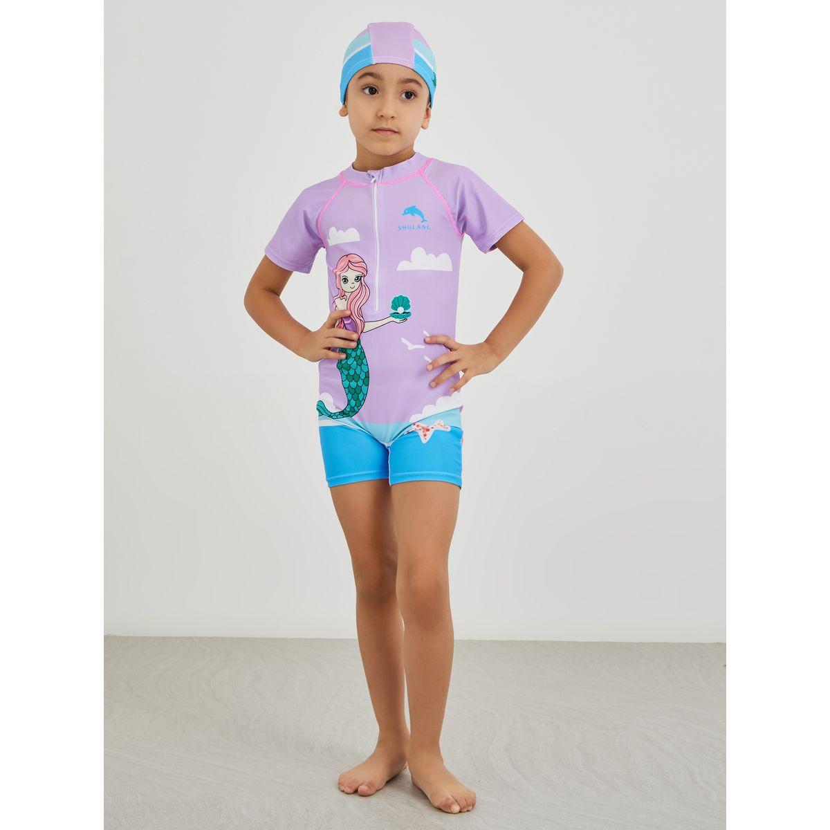 Styli Graphic Print Swimsuit with Cap-sports-gear-gym-image-2