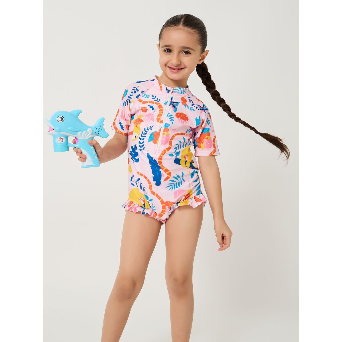Styli Graphic Print Half Zipped Swimsuit-sports-girls-clothing-tops-image-1