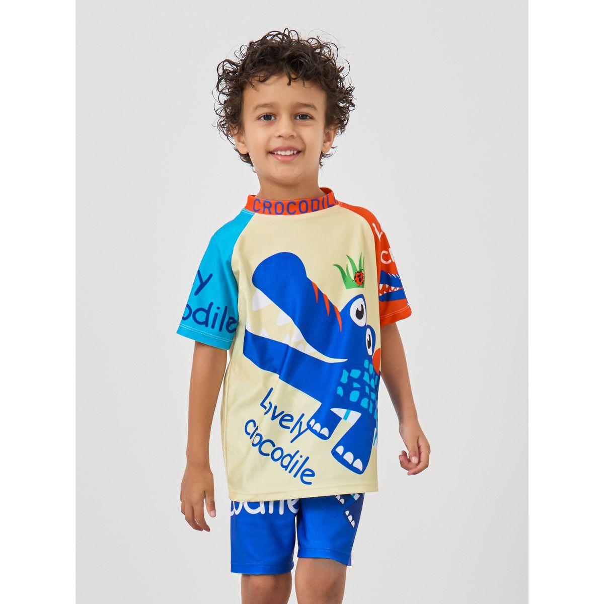 شورت سباحة مع تيشيرت بأكمام ريجلان-sports-boys-clothing-tops-image-2