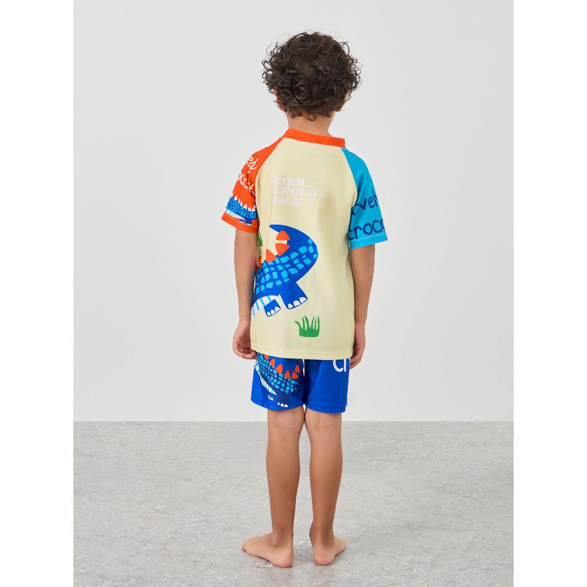 شورت سباحة مع تيشيرت بأكمام ريجلان-sports-boys-clothing-tops-image-4