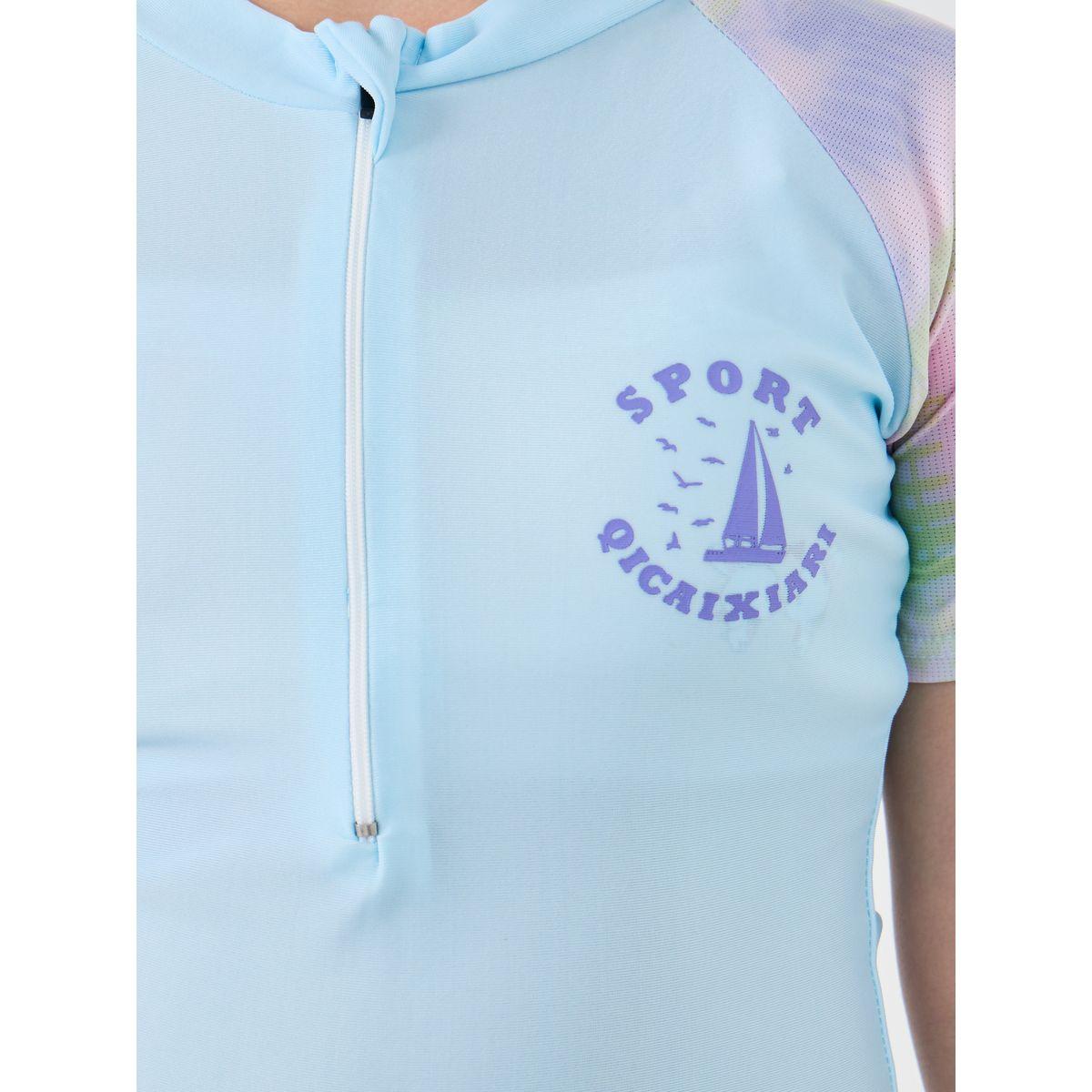 Styli Girls Blue Printed Raglan Sleeve Swimsuit-girls-clothing-swimwear-image-3