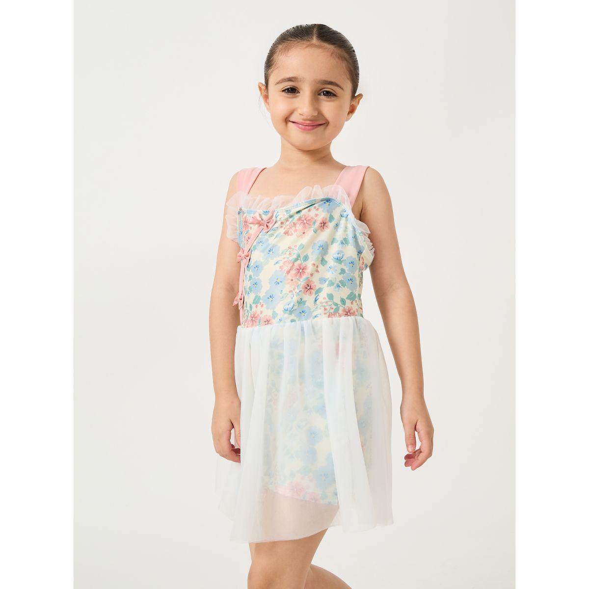 Styli Floral Print Square Neck Layered Swimsuit-sports-girls-clothing-tops-image-2