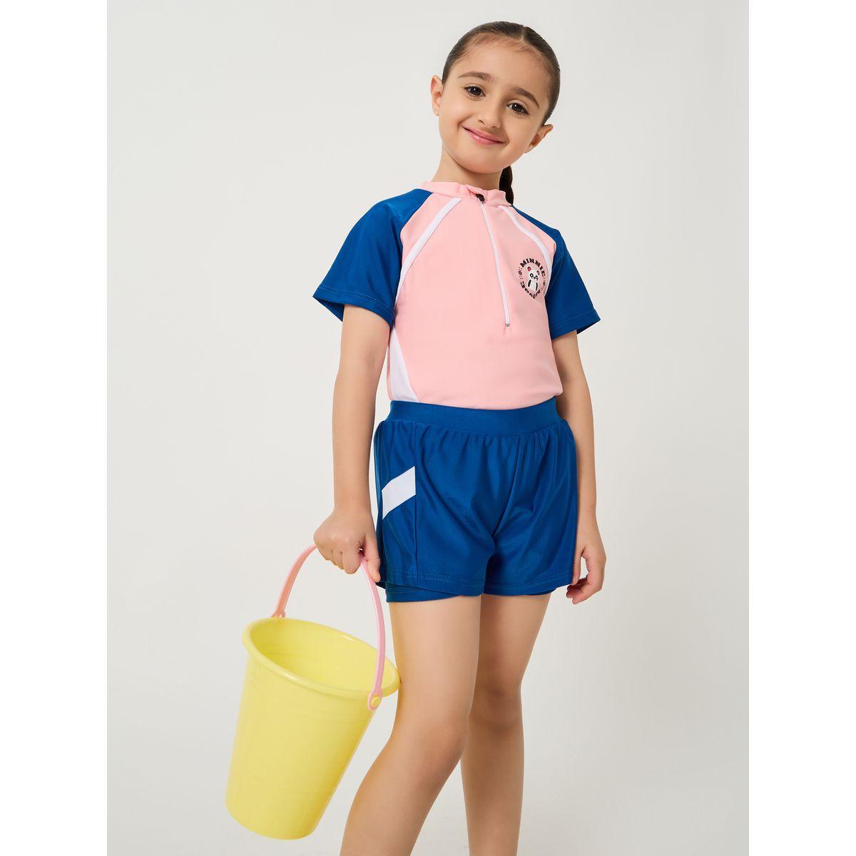 بدلة سادة بنمط كتل الالوان وياقة عالية-sports-girls-clothing-tops-image-1