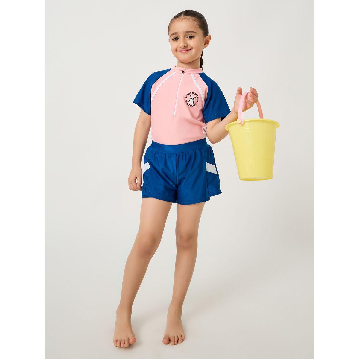 بدلة سادة بنمط كتل الالوان وياقة عالية-sports-girls-clothing-tops-image-2