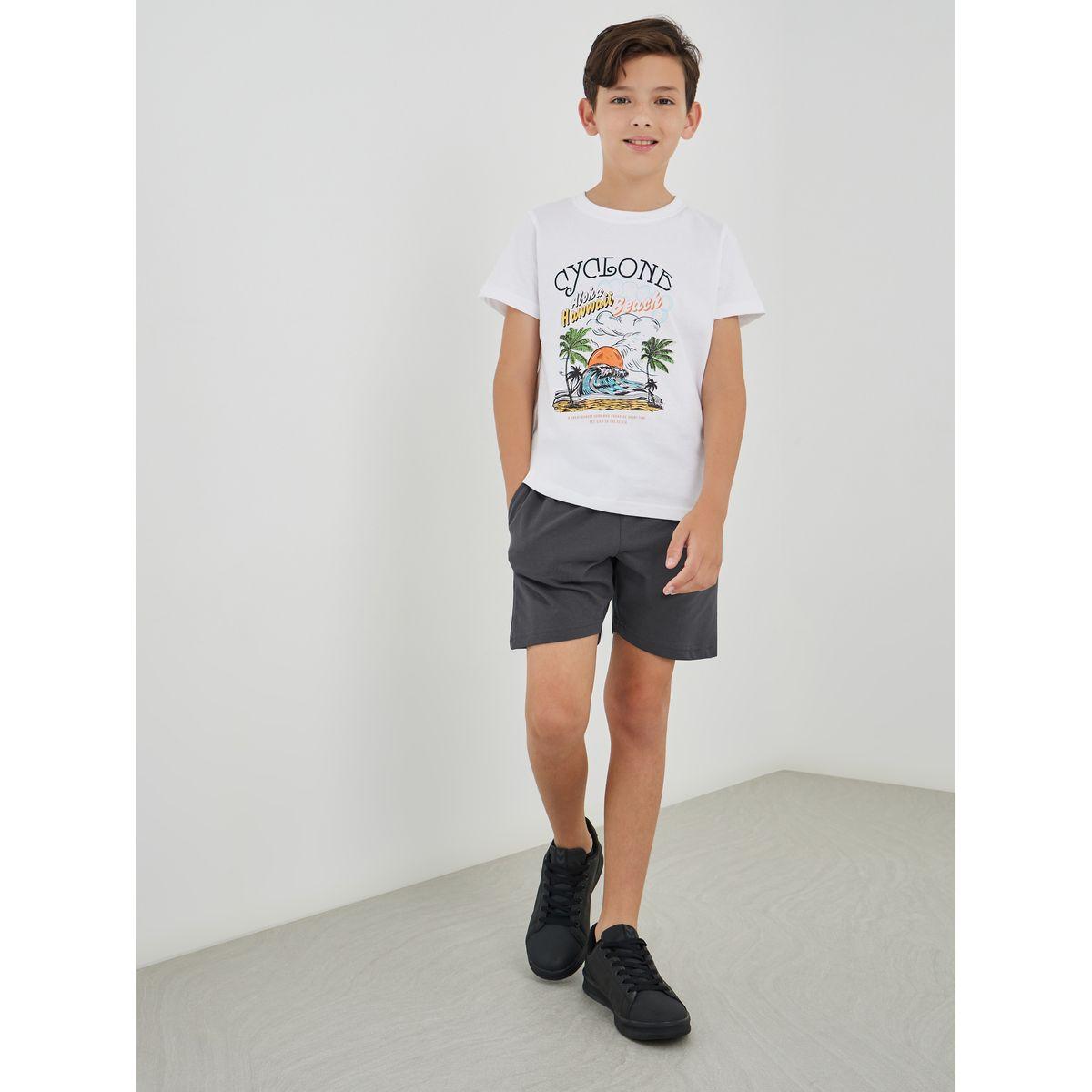 Styli Solid Shorts with Drawstring-boys-clothing-schoolwear-bottoms-shorts-image-2