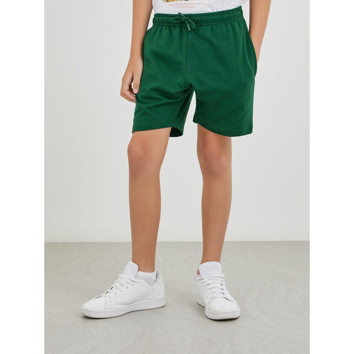 شورت سادة برباط خصر وجيب خلفي-boys-clothing-schoolwear-bottoms-shorts-image-1