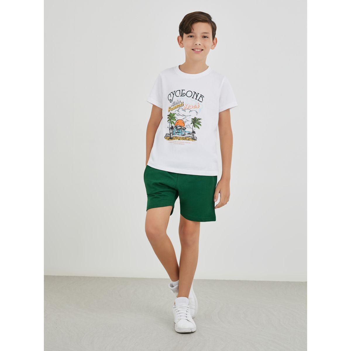 شورت سادة برباط خصر وجيب خلفي-boys-clothing-schoolwear-bottoms-shorts-image-2