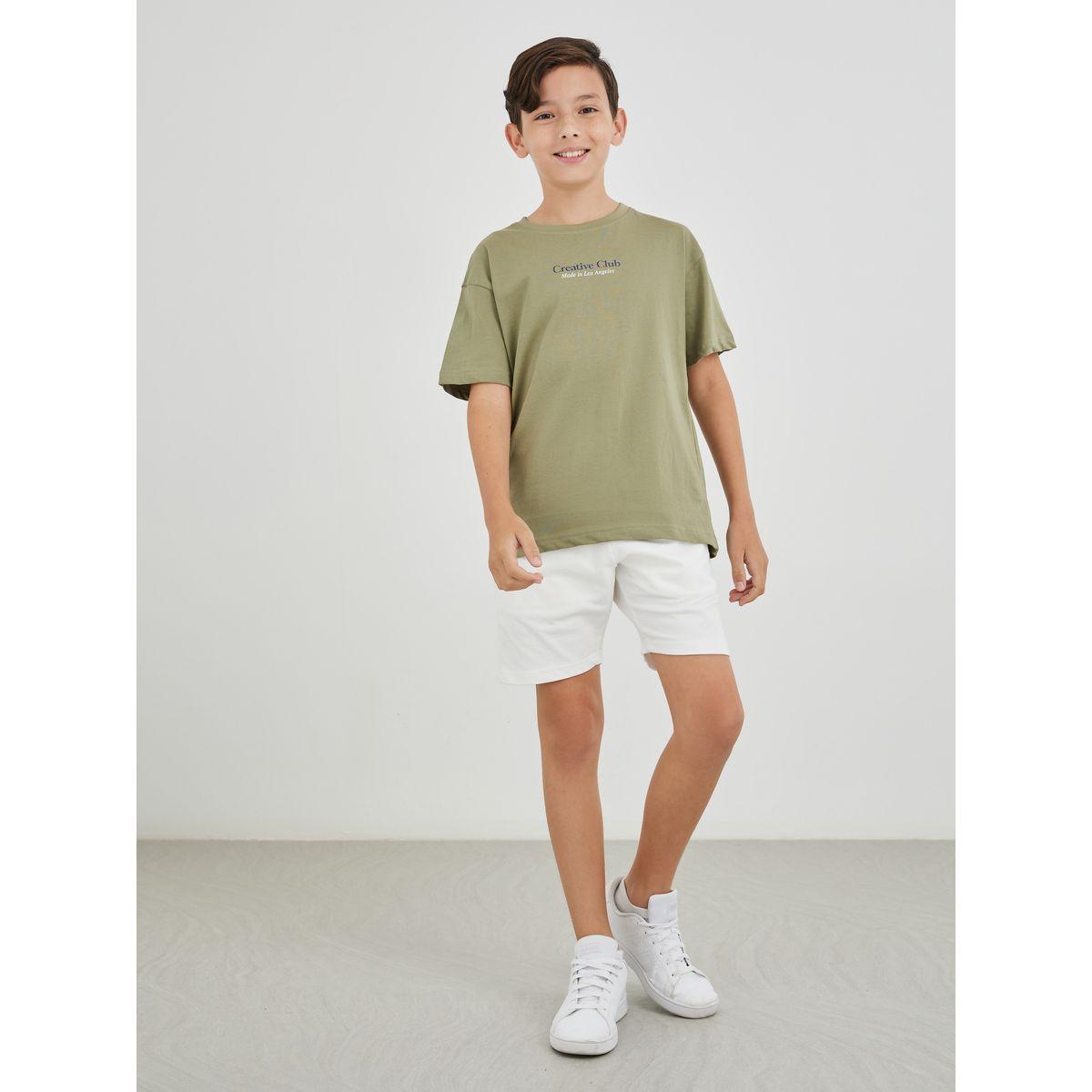Styli Solid Regular Fit Shorts with Drawstring-boys-clothing-schoolwear-bottoms-shorts-image-2