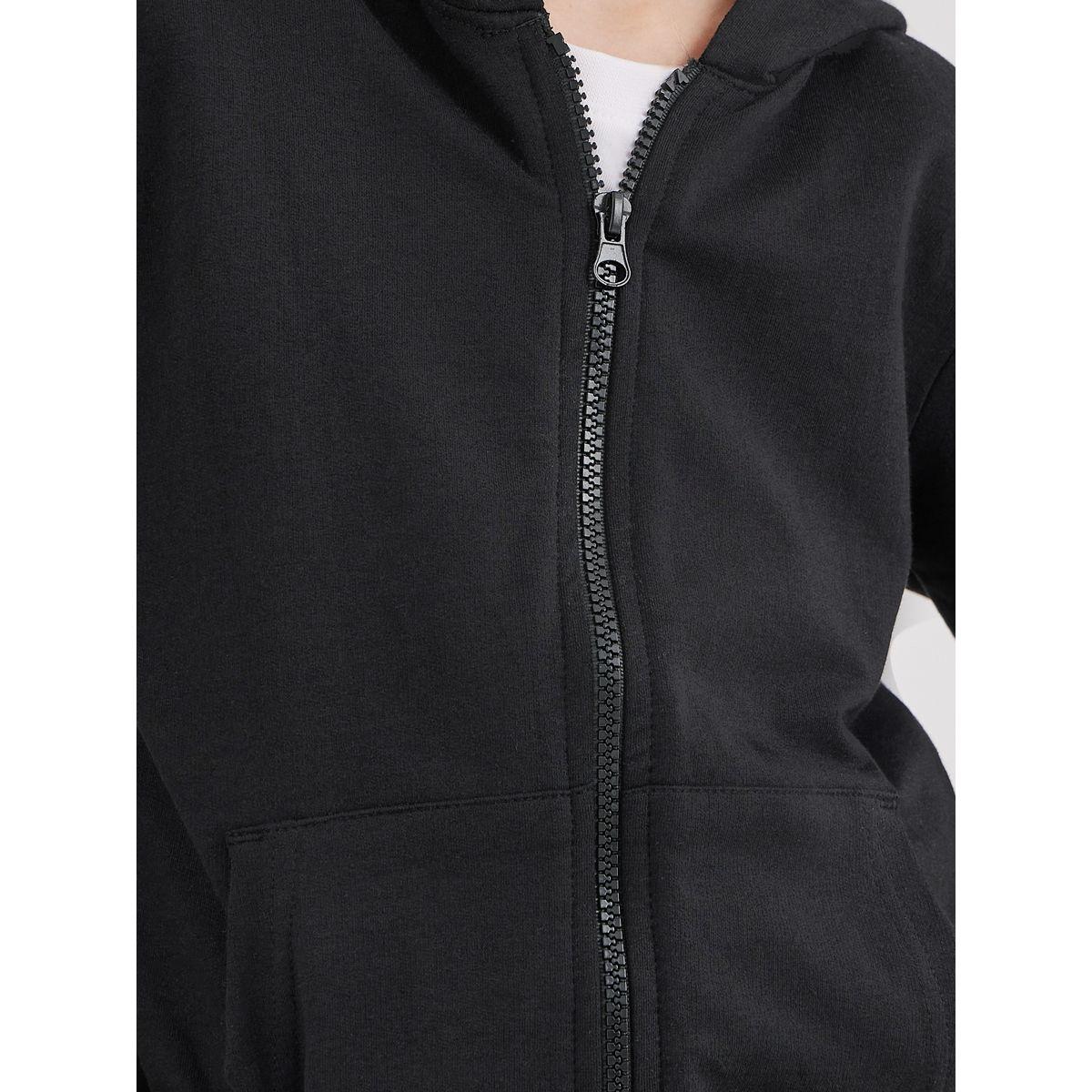 Styli Black Cotton Full Zip Hoodie with Pocket-boys-clothing-jacketsandcoats-image-4