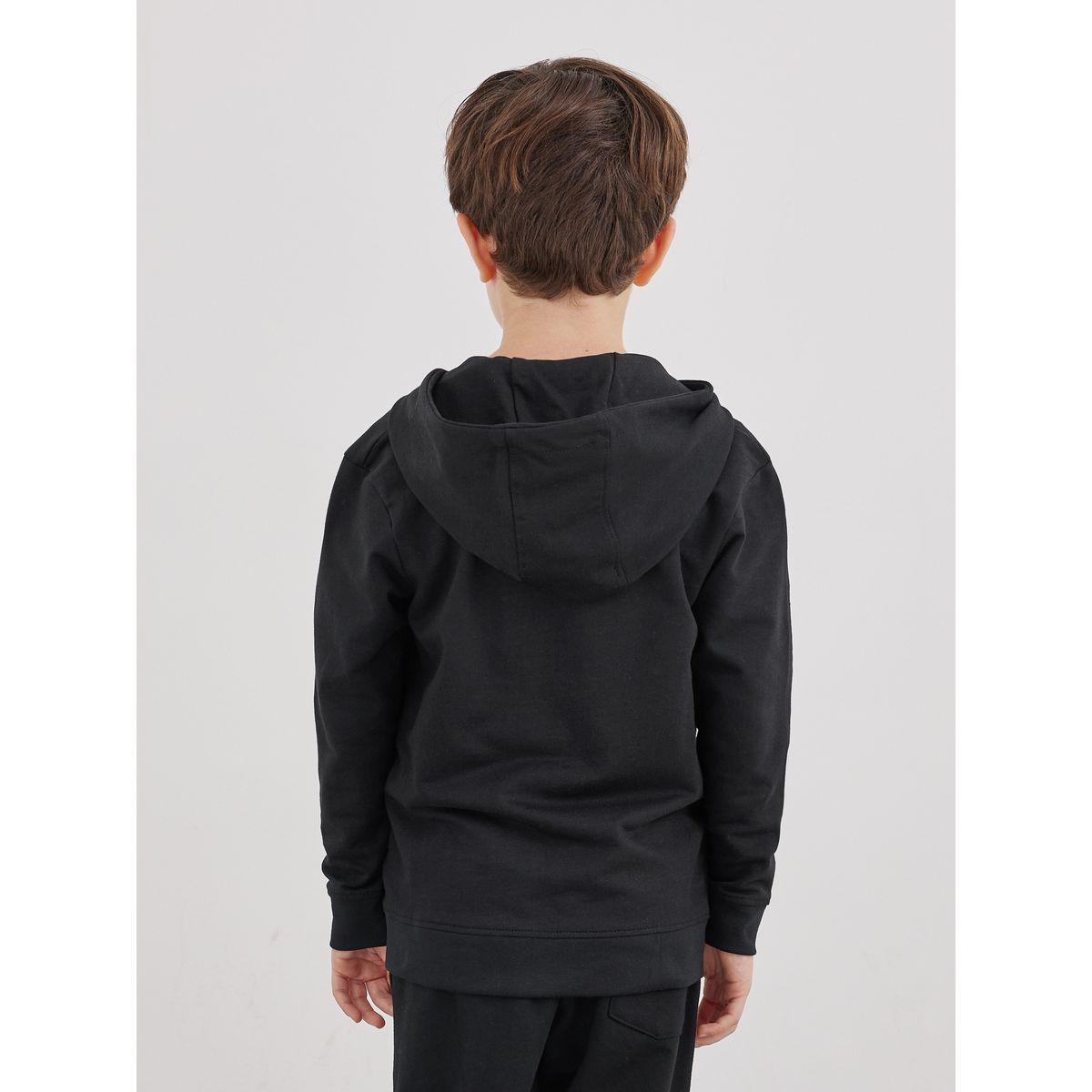 Styli Black Cotton Full Zip Hoodie with Pocket-boys-clothing-jacketsandcoats-image-5