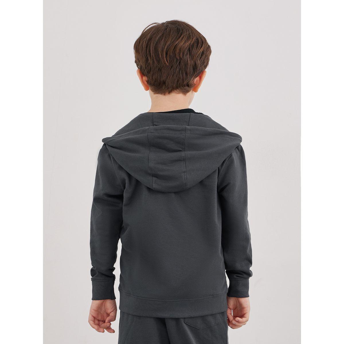 Styli Charcoal Cotton Full Zip Hoodie with Pocket-boys-clothing-jacketsandcoats-image-5