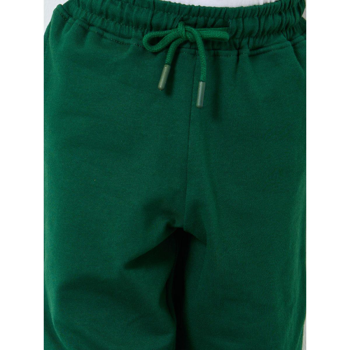 Styli Green Cotton Cuffed Joggers with Pockets-girls-clothing-bottoms-joggersandtrackpants-image-3