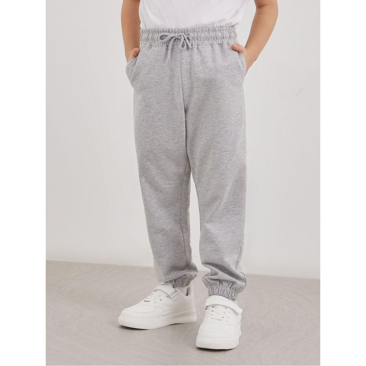 Styli Grey Cotton Cuffed Joggers with Pockets-boys-clothing-schoolwear-bottoms-joggers-image-1