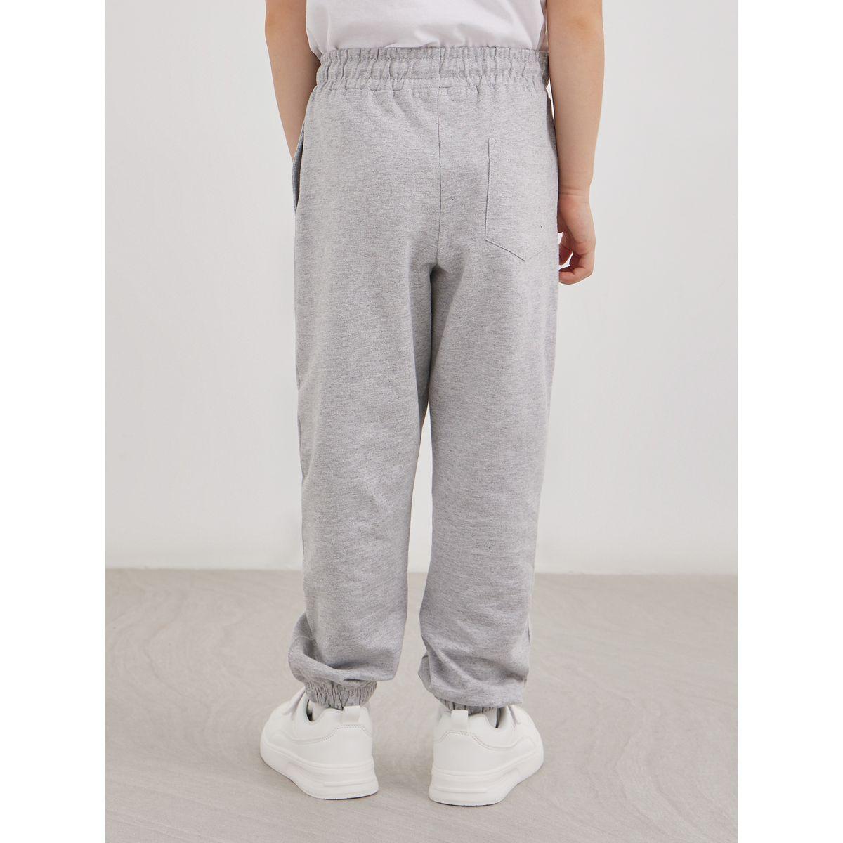 Styli Grey Cotton Cuffed Joggers with Pockets-boys-clothing-schoolwear-bottoms-joggers-image-4
