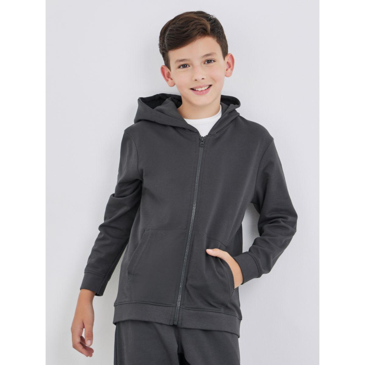 Styli Charcoal Full Zip Hoodie with Pockets-boys-clothing-jacketsandcoats-image-2