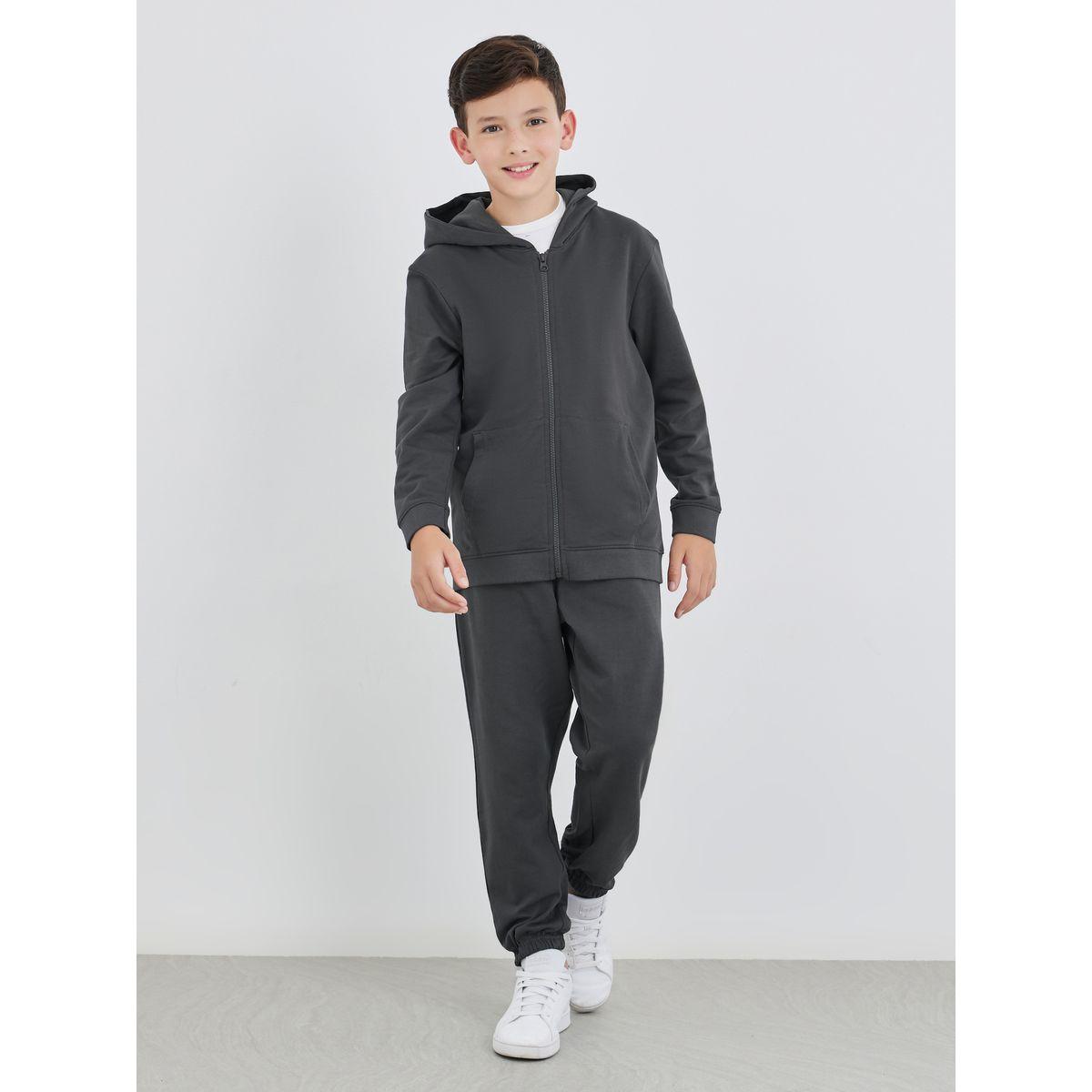 Styli Charcoal Full Zip Hoodie with Pockets-boys-clothing-jacketsandcoats-image-3