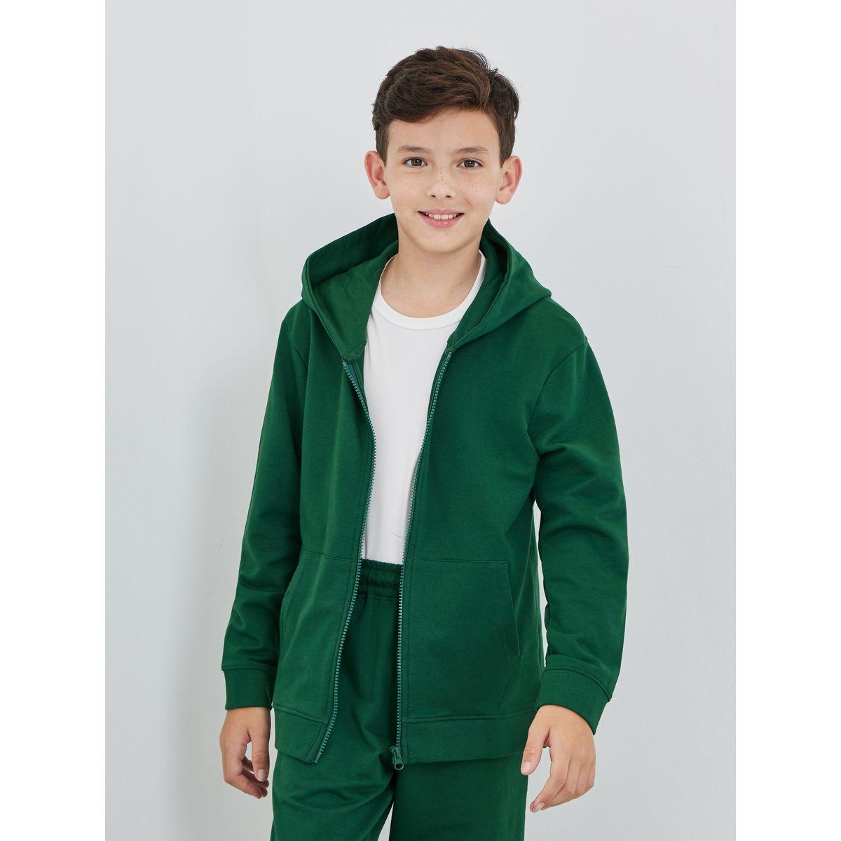 Styli Green Full Zip Hoodie with Pockets-boys-clothing-jacketsandcoats-image-1