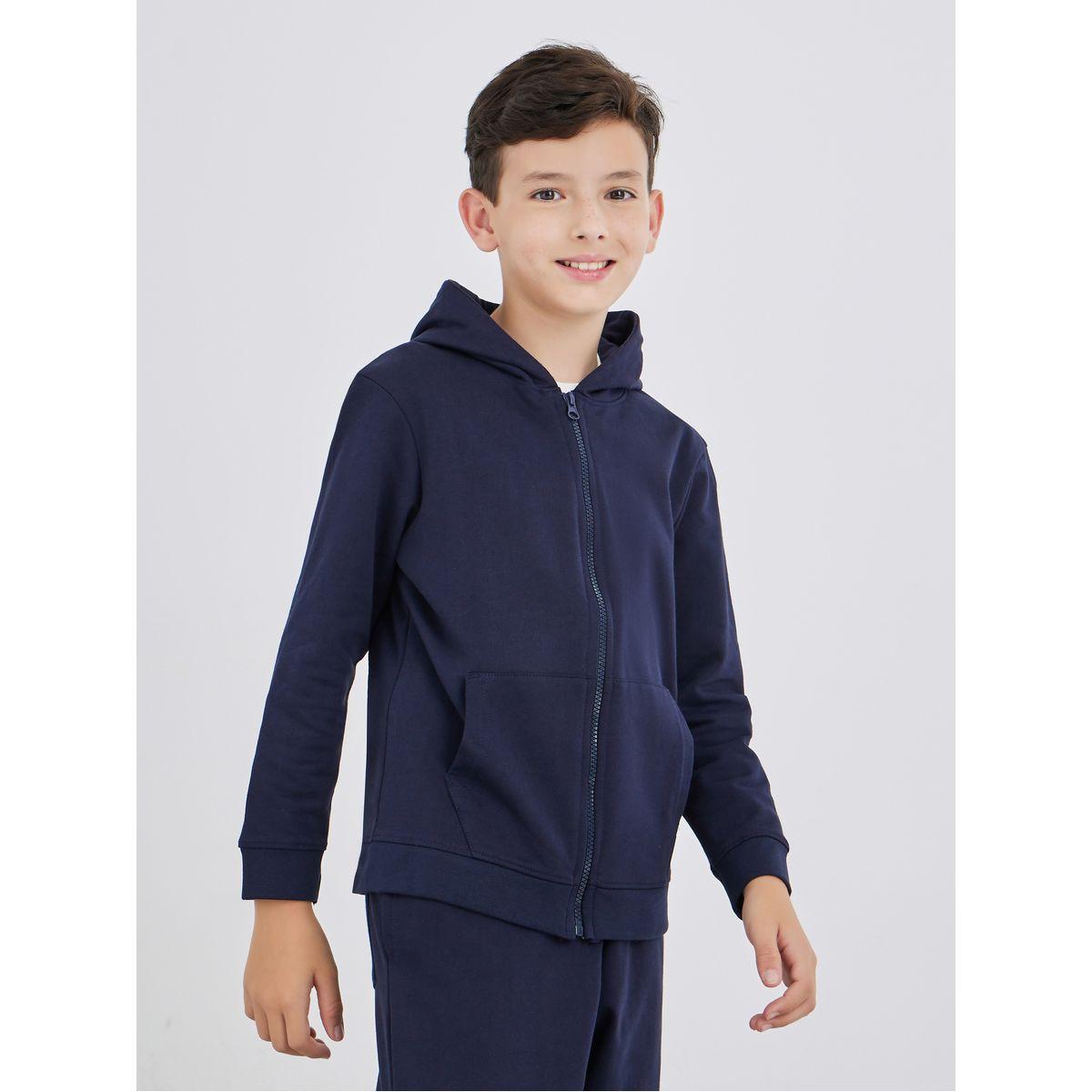 Styli Navy Blue Full Zip Hoodie with Pockets-boys-clothing-jacketsandcoats-image-2