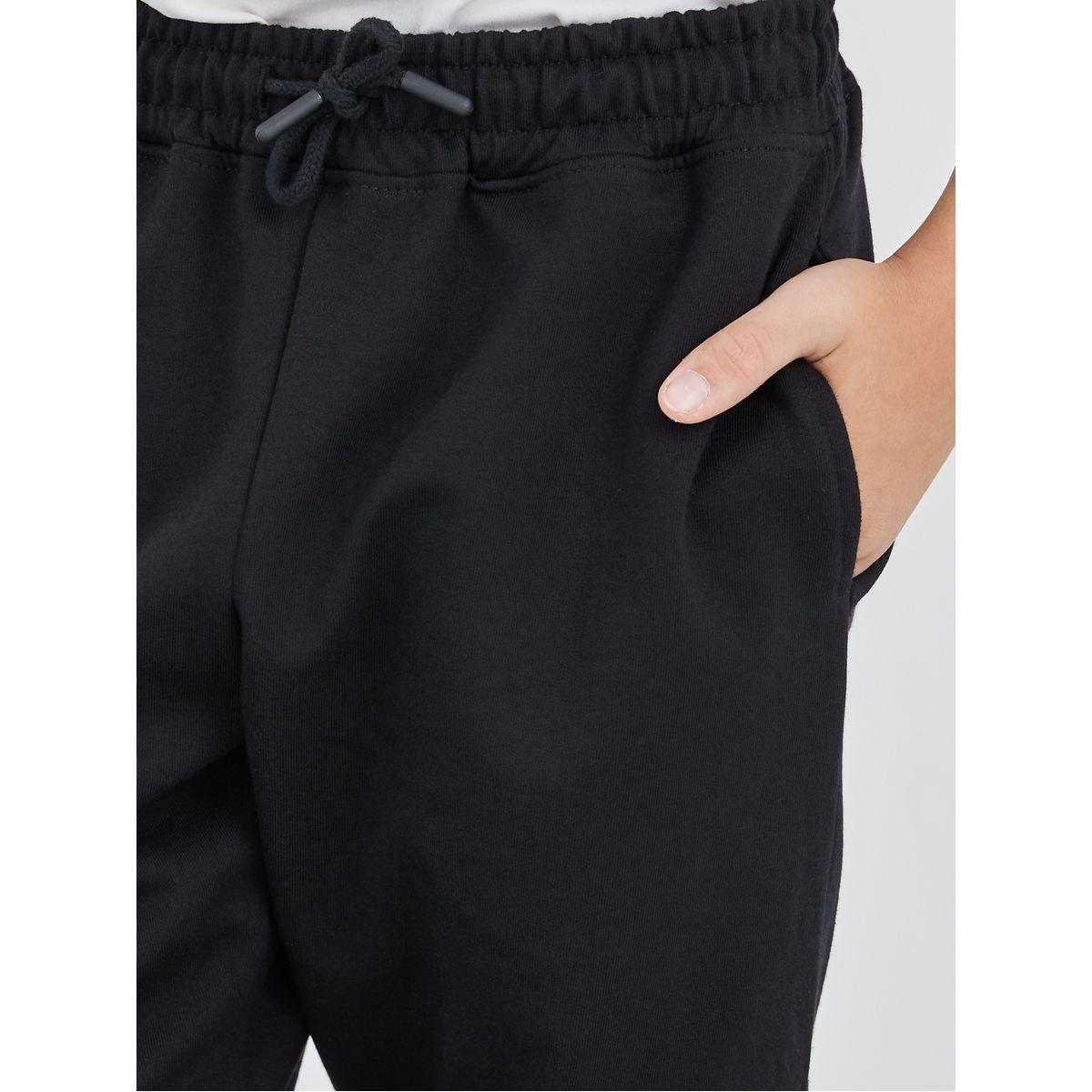 Styli Black Solid Cuffed Joggers with Slip Pockets-boys-clothing-schoolwear-bottoms-joggers-image-3