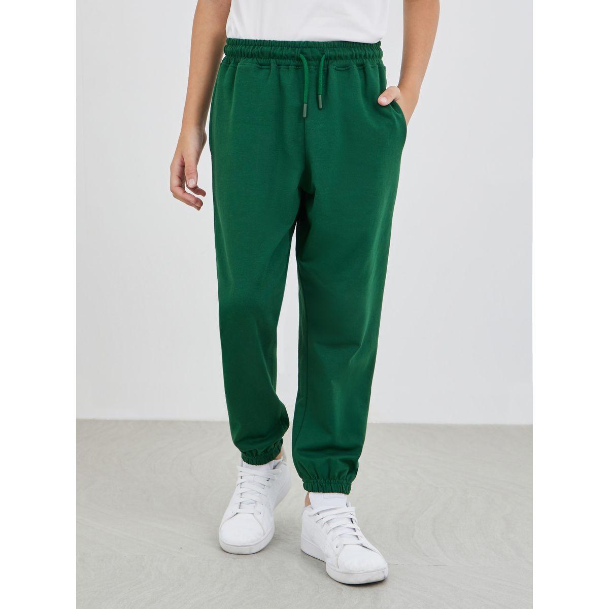 Styli Green Solid Cuffed Joggers with Slip Pockets-boys-clothing-schoolwear-bottoms-joggers-image-1