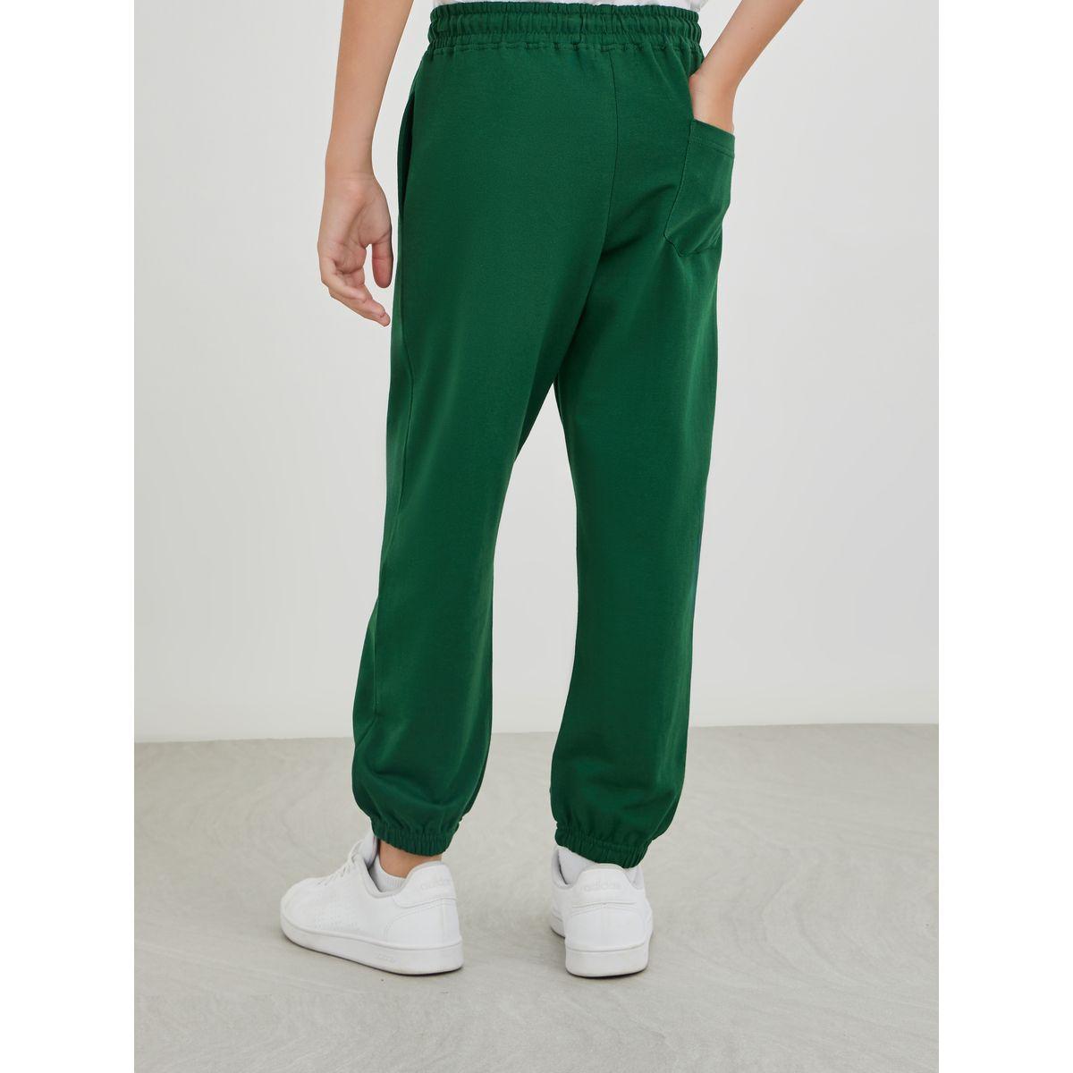 Styli Green Solid Cuffed Joggers with Slip Pockets-boys-clothing-schoolwear-bottoms-joggers-image-5