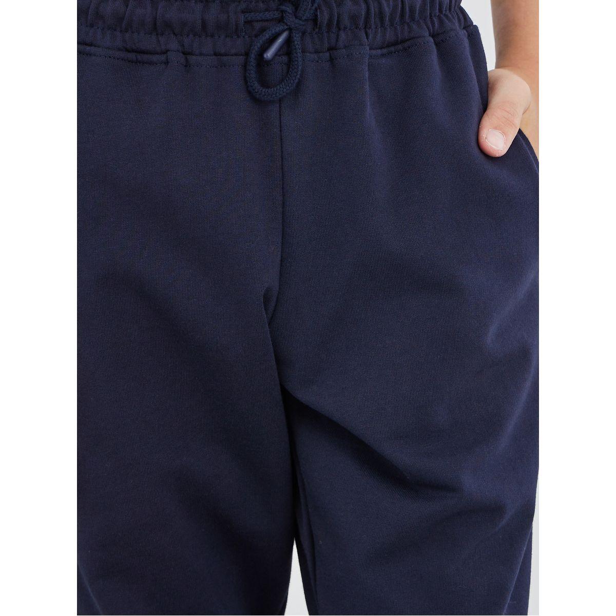 Styli Navy Blue Solid Cuffed Joggers with Slip Pockets-boys-clothing-schoolwear-bottoms-joggers-image-3