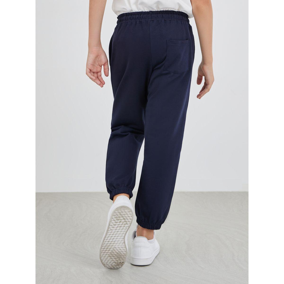 Styli Navy Blue Solid Cuffed Joggers with Slip Pockets-boys-clothing-schoolwear-bottoms-joggers-image-4