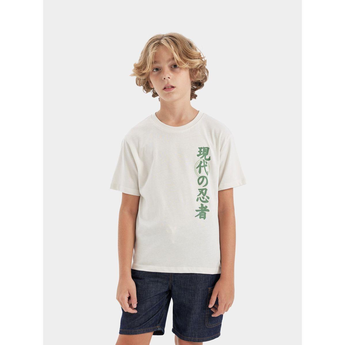 DeFacto Kids White with Dragon Print T-Shirt-boys-clothing-tshirtsandpolos-image-2
