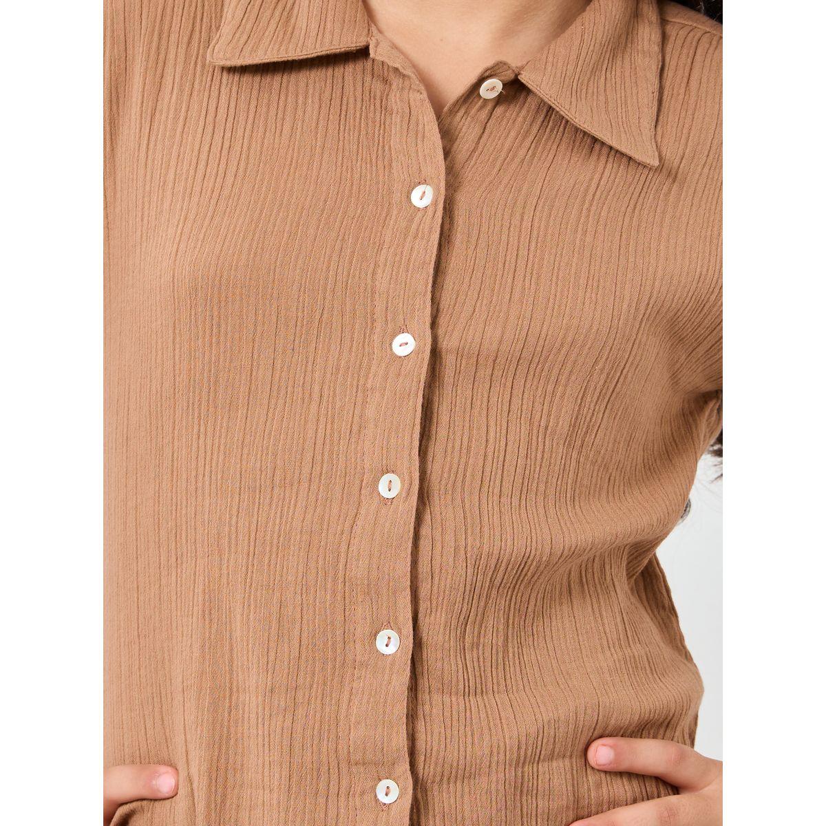 بلوزة بأكمام قصيرة وأزرار غلق-girls-clothing-blousesandshirts-image-3