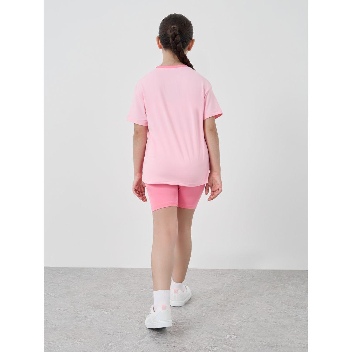 Styli Girls Color Block Short Sleeve T-Shirt and Shorts Set-girls-clothing-setsandcoords-image-4
