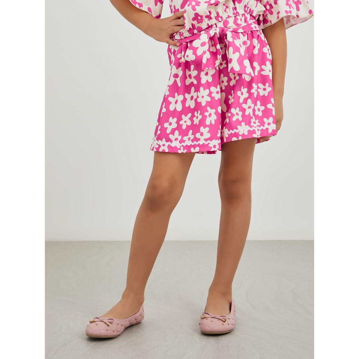 مجموعة من شورت وبلوزة بطبعة زهور وأكمام قصيرة-girls-clothing-setsandcoords-image-4