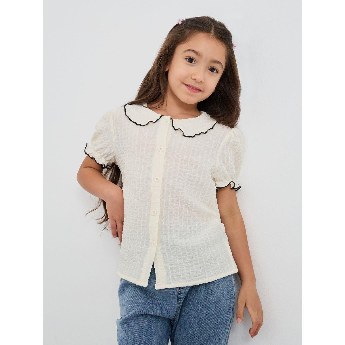 بلوزة بياقة بيتر بان مع حافة بنمط خس-girls-clothing-blousesandshirts-image-1