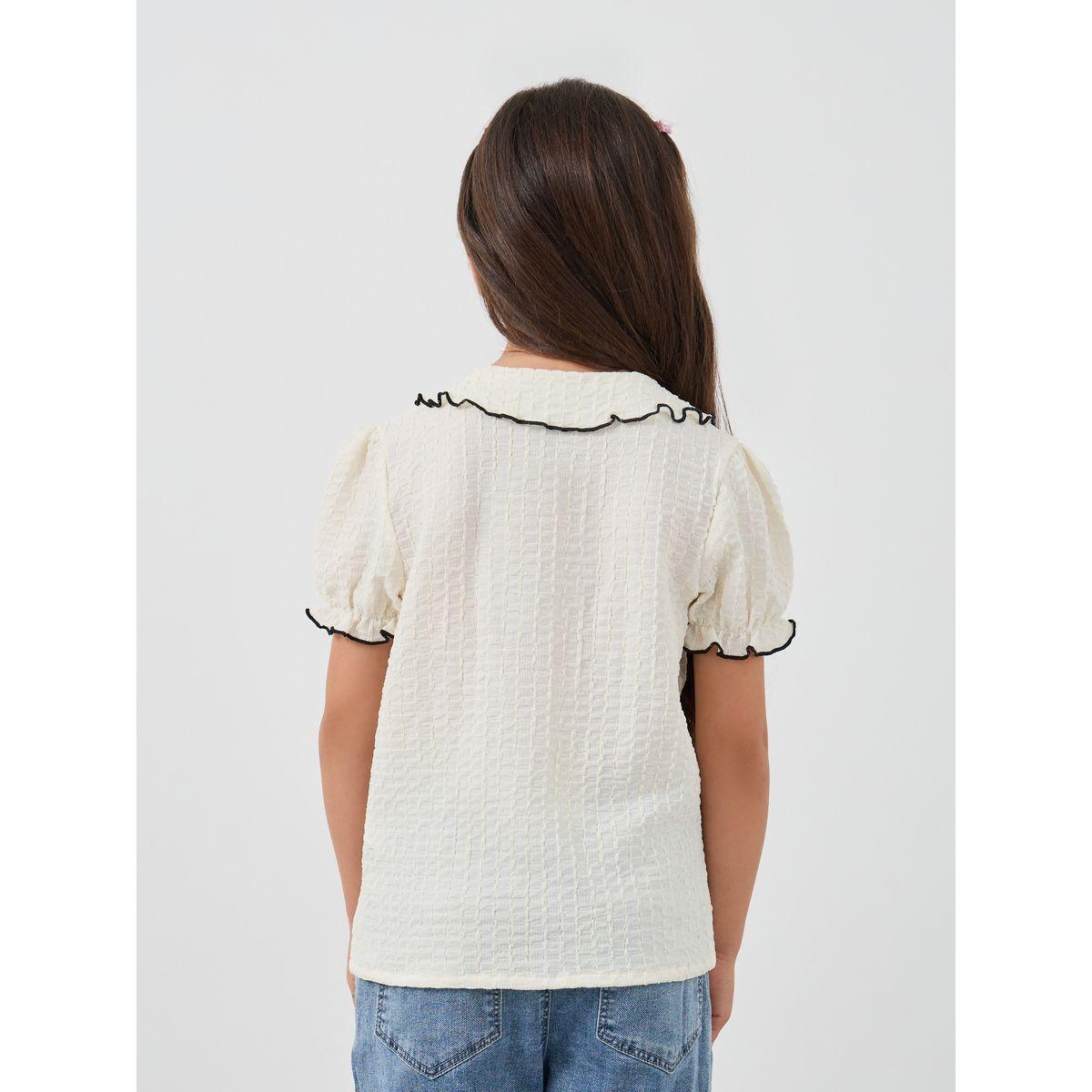 بلوزة بياقة بيتر بان مع حافة بنمط خس-girls-clothing-blousesandshirts-image-4