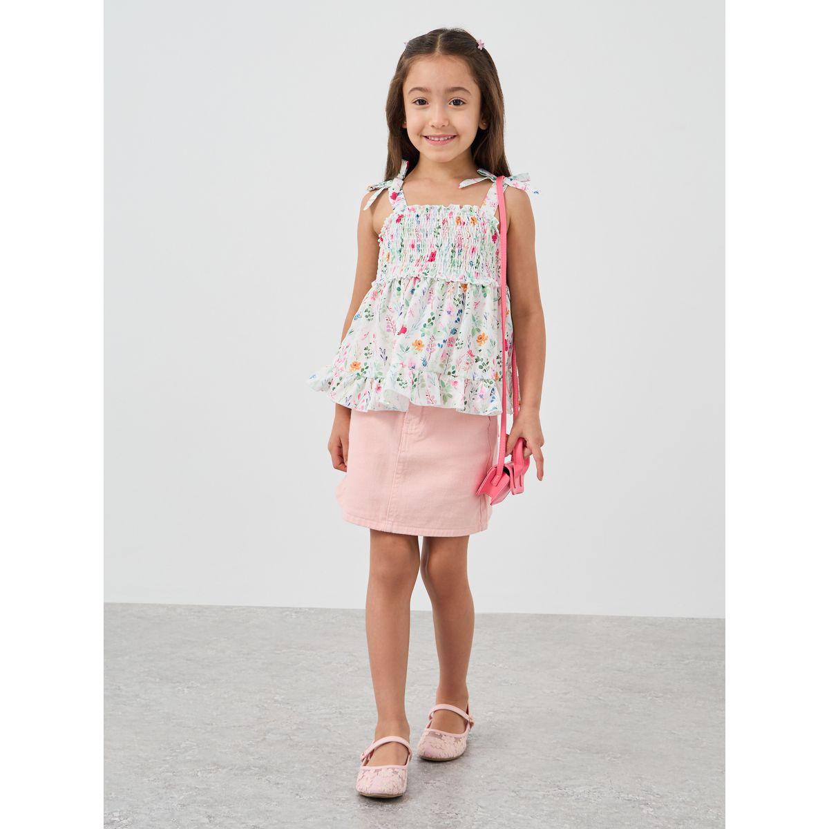 بلوزة بطبعة زهور مع حمالات كتف بنمط أربطة-girls-clothing-blousesandshirts-image-2