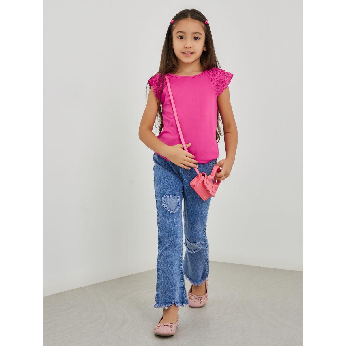 تيشيرت سادة بتفاصيل شيفلي وأكمام قصيرة-girls-clothing-blousesandshirts-image-2