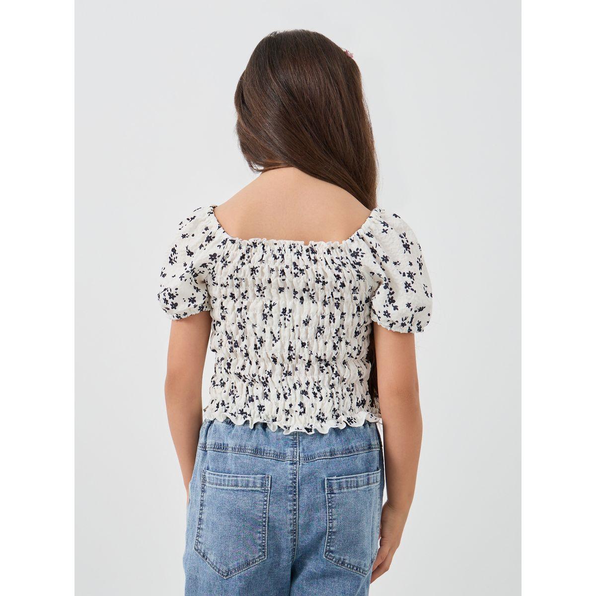 بلوزة بطبعة زهور وأكمام قصيرة-girls-clothing-blousesandshirts-image-4