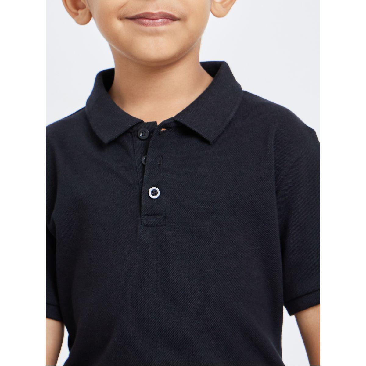 Styli Boys Black Solid Cotton Polo T-Shirt-boys-clothing-tshirtsandpolos-image-3