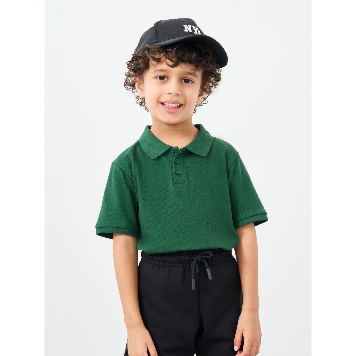 Styli Boys Green Solid Cotton Polo T-Shirt-boys-clothing-tshirtsandpolos-image-3