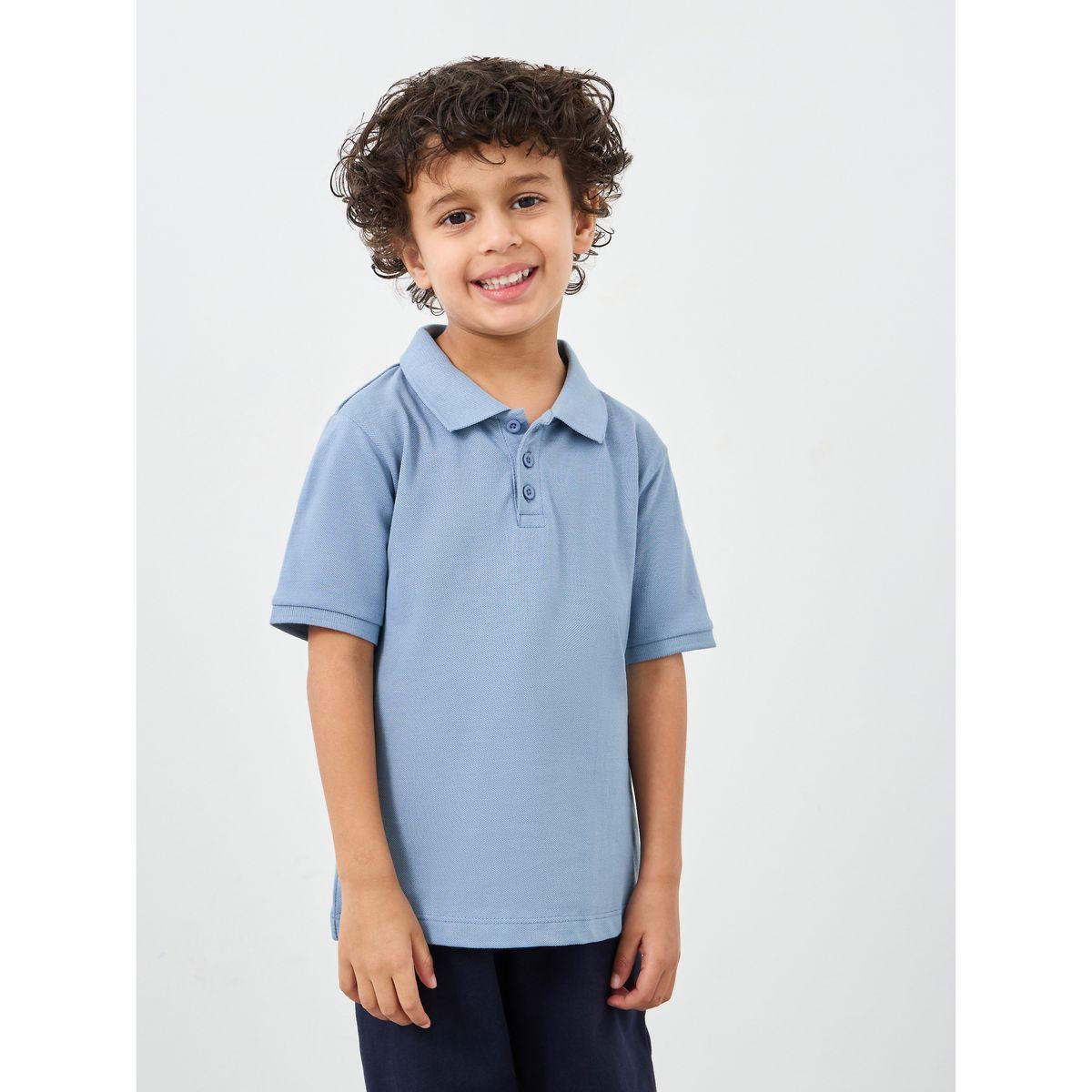 Styli Boys Light Blue Solid Cotton Polo T-Shirt-boys-clothing-tshirtsandpolos-image-3